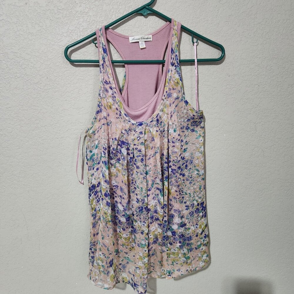 Marisa Christina Tank Top Women Small Floral Sleeveless Boho Whimsigoth